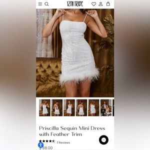 Priscilla Sequin Mini Dress with Feather Trim